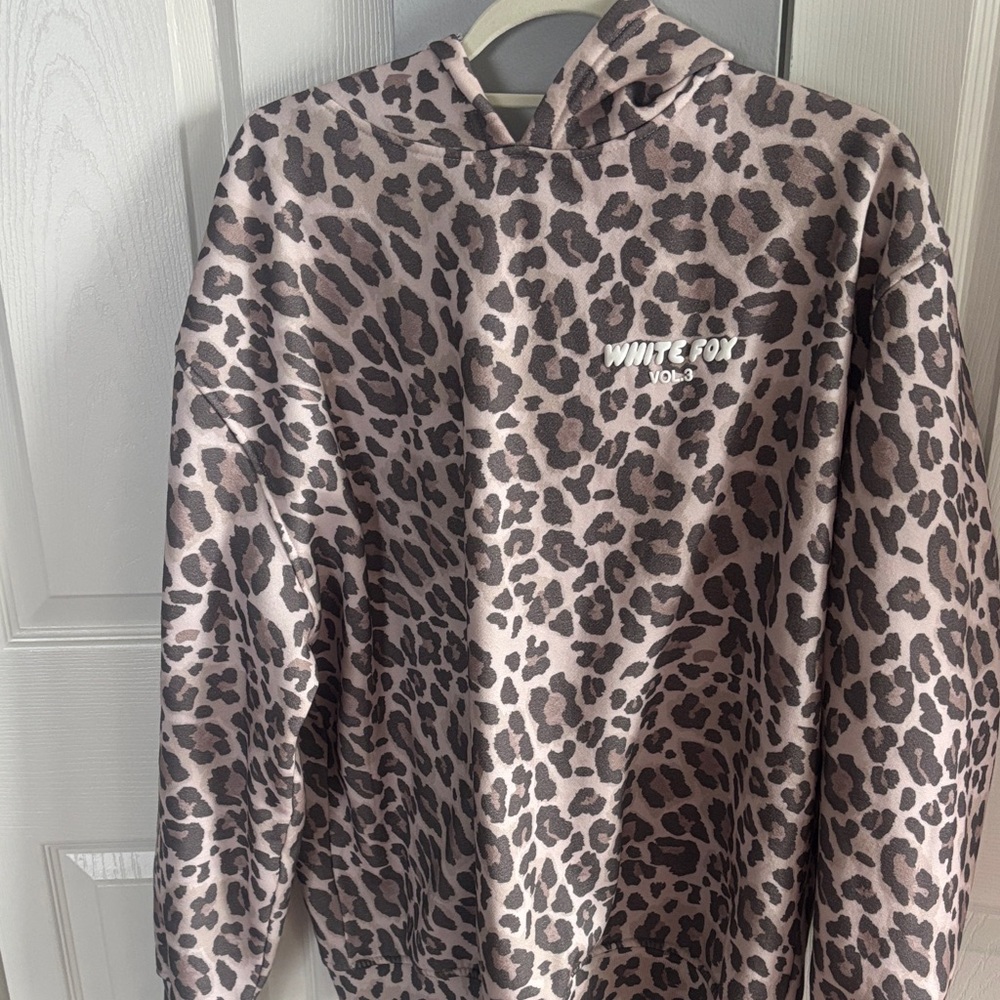 White Fox Leopard Print Hoodie
